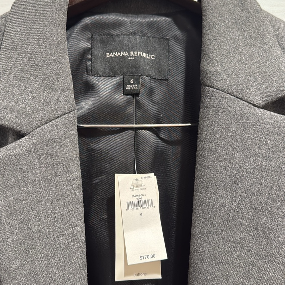 NWT Banana Republic Charcoal Gray Blazer - Picture 3 of 4